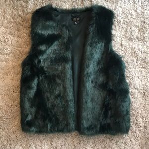 Teal faux fur vest